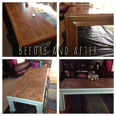 A laminate table top is hard wearing and practical for the kitchen. Re-vamped my coffee table! Used behr paint from Home Depot, same size and vinyl flooring tiles ...