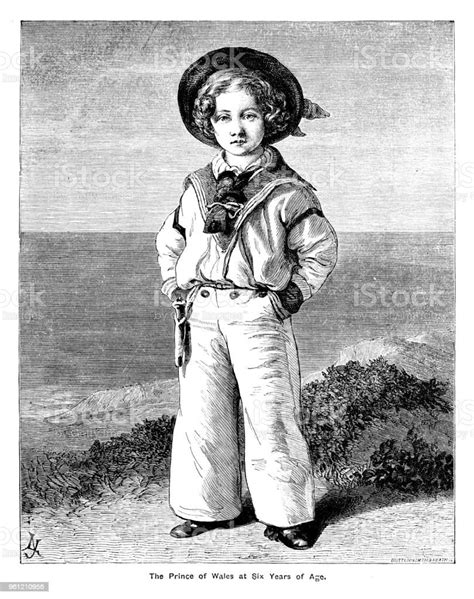 Victorian Portrait Of A Young Prince Of Wales In His Sailor Suit Stood