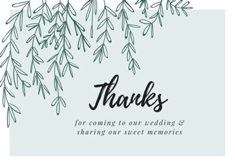 Thank You Card Wedding Message Arts Arts