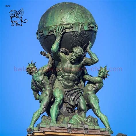 Blve Amplia Piscina Famosa Estatua De Bronce De Atlas De Metal Desnudo Dios Griego De Escultura