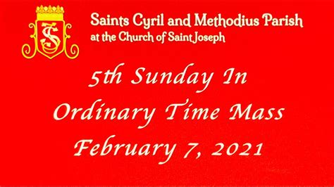 5th Sunday In Ordinary Time Mass February 7 2021 Youtube