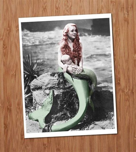 Vintage Mermaid Baby Antique Colored Art Print 8x10 5x7 Inch