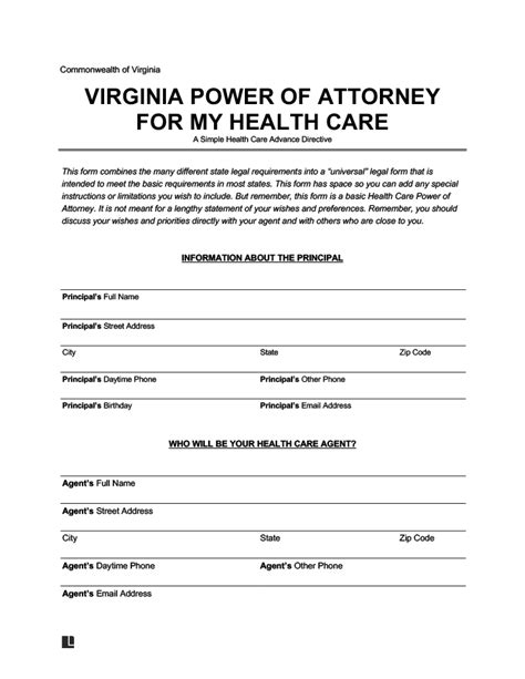 The power of attorney has no effect unless it is in the possession of the individual named or has already been given to financial institutions, etc. Free Virginia Medical Power of Attorney Form | Word & PDF Downloads