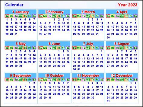 10 Year Calendar