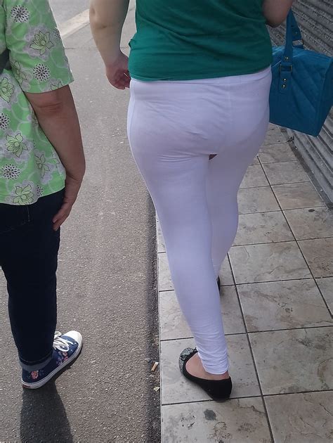 only vpl — unwarelesbowife white tight leggings … visible