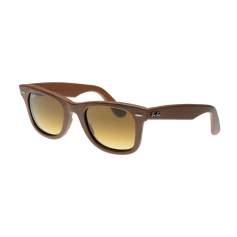 Ray Ban Unisex Wayfarer Sunglasses Leather Brown Brown Ray