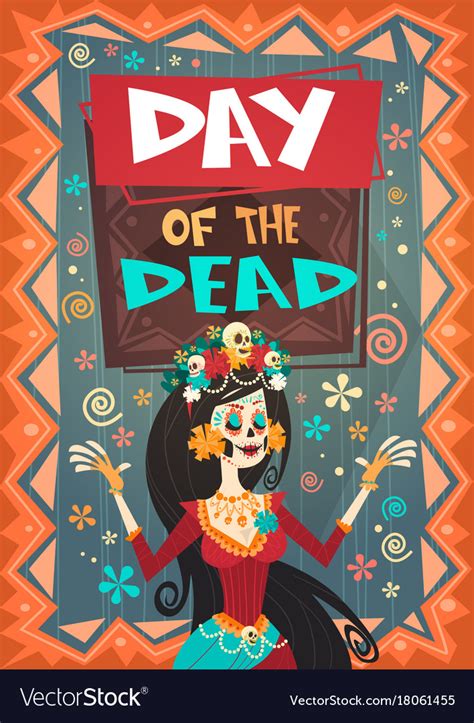 Day Of Dead Traditional Mexican Halloween Dia De Vector Image