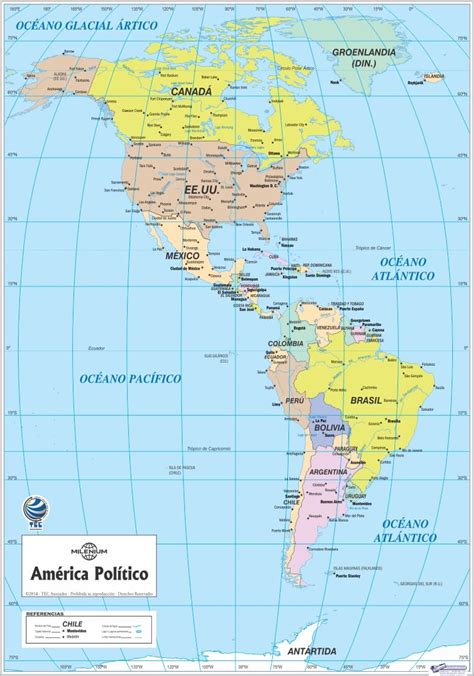 Mapa Tres Américas Político Flexible O Rígido Tec Asociados