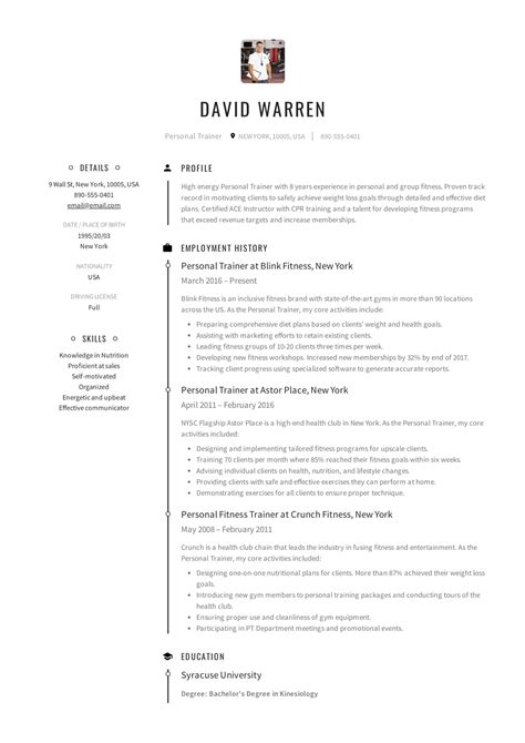 Guide Personal Trainer Resume 12 Samples Pdf 2019