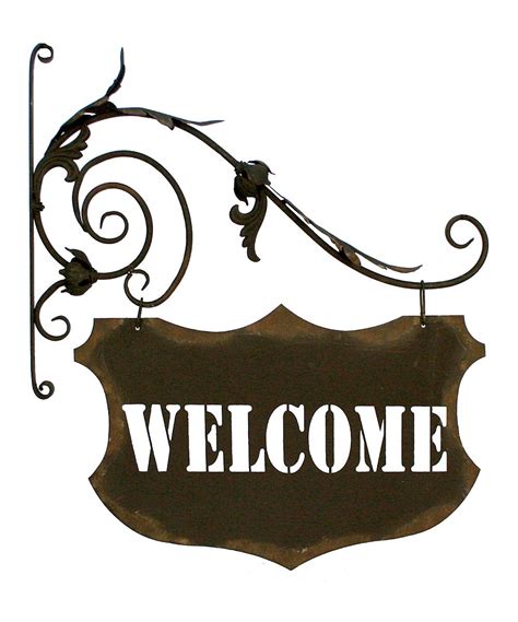 Vintage Welcome Sign And Bracket Sign Bracket Wall Signs Metal Wall