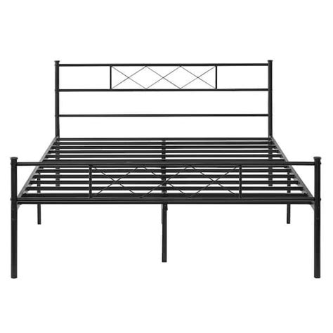 Vecelo Full Size Metal Bed Frame Metal Platform Bed With Headboard And