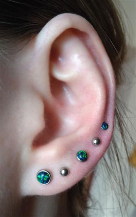 Dazzle Opal Ear Piercing In Emerald Multiple Ear Piercing Ear Piercings Piercings