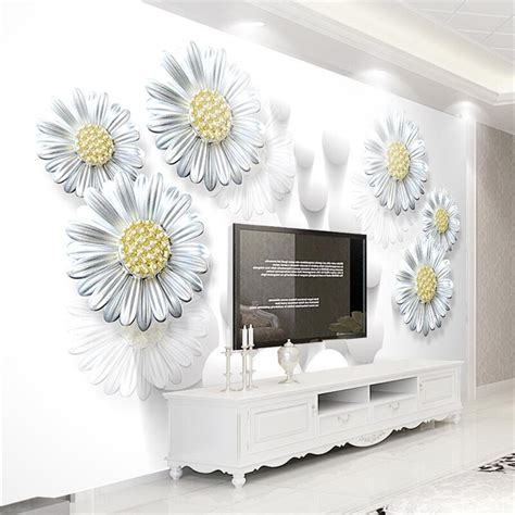 Beibehang Custom Large Fresco Wallpaper 3d Stereo Chrysanthemum Ball