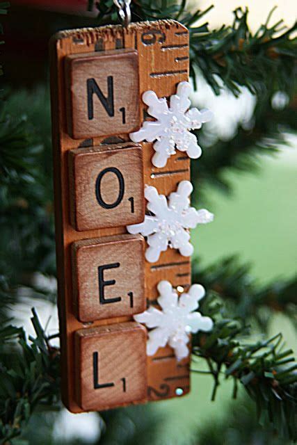 Yard Stick And Scrabble Tile Ornaments Christmas Diy Christmas