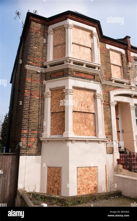 Boarded Up Semi Detached House In London Stock Photo Alamy
