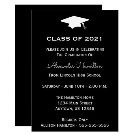 Class Of 2021 Cap Graduation Invitation Black Uk