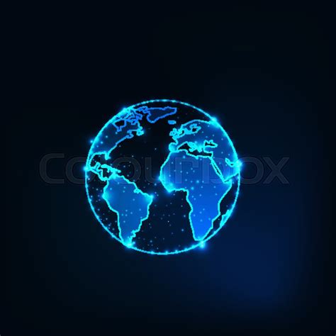 Futuristic Glowing Planet Earth Globe Stock Vector Colourbox