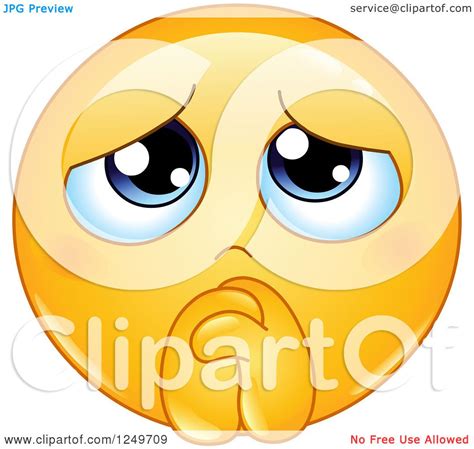 Clipart Of A Yellow Emoticon Smiley Begging And Pleading Royalty Free