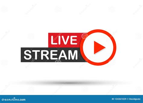 Live Stream Flat Logo Red Vector Design Element With Play Button