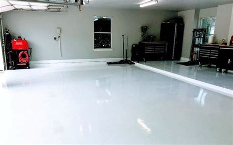 White Epoxy Garage Floor Coating After 6 Month Review Garage Floor