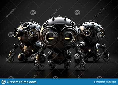 A Group Of Cute Robots Ready To Go Stock Illustration Illustration