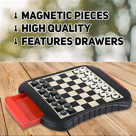 Gamie Mini Chess Game Magnetic Chess Board With Side Storage Drawers