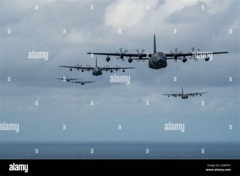 A Formation Of Mc 130j Commando Iis Fly During Flight Of The Flock