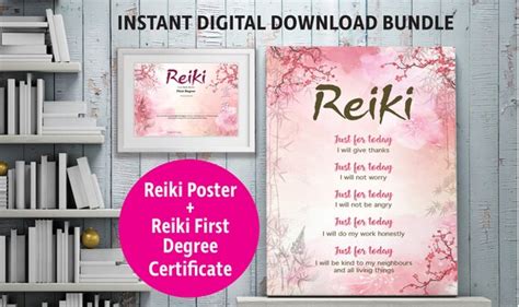 Stunning Reiki 5 Principles Poster In Blush Plus Reiki 1st Etsy