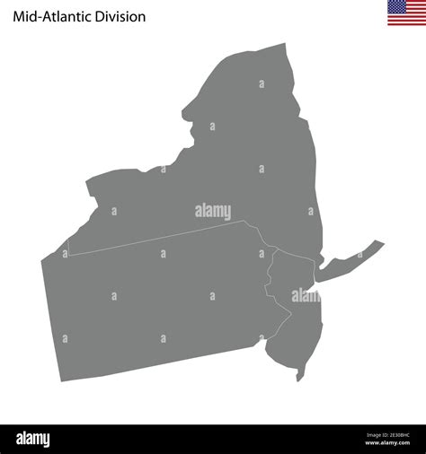 High Quality Map Of Mid Atlantic Division Of United States Of America