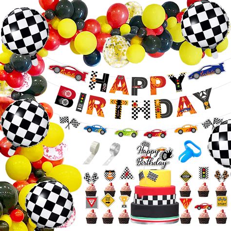 Buy 108 Pieces Race Car Party Decorations Set With Happy Birthday