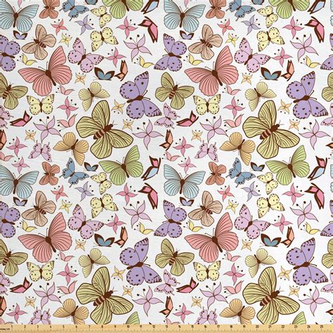 Butterfly Fabric By The Yard Roses Spring Colors Pink Floral Etsy