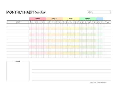 Printable Monthly Habit Tracker Template Monthly Planner Printable