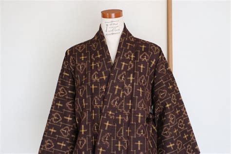 Vintage Japanese Kimono Tsumugi Brown Kimono Japanese Etsy