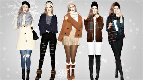 The Sims 4 Sweater Weather Winter Lookbook Create A Sim Youtube