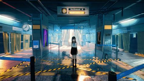 Anime School Girl In Subway Station Live Wallpaper Moewalls