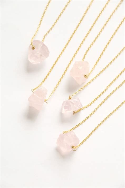 Rose Quartz Necklace Raw Crystal Necklace Natural Crystal Etsy