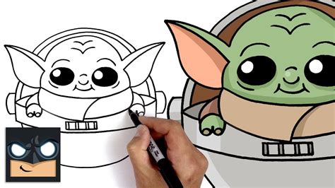 How To Draw Baby Yoda Mandalorian Youtube