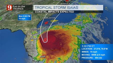 Timeline Tropical Storm Isaías Sunday Aug 3