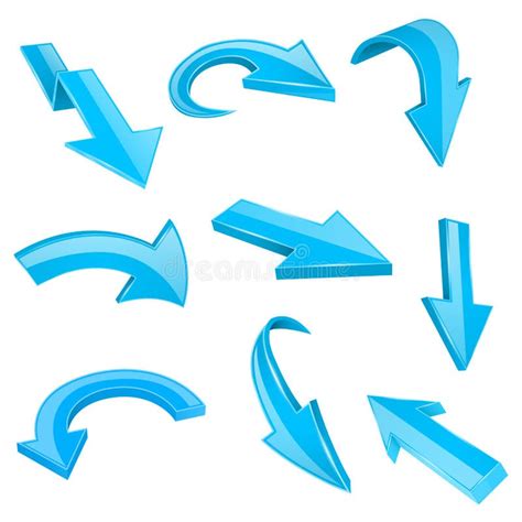 Blue Bent Arrow Down 3d Symbol Stock Vector Illustration Of Symbol