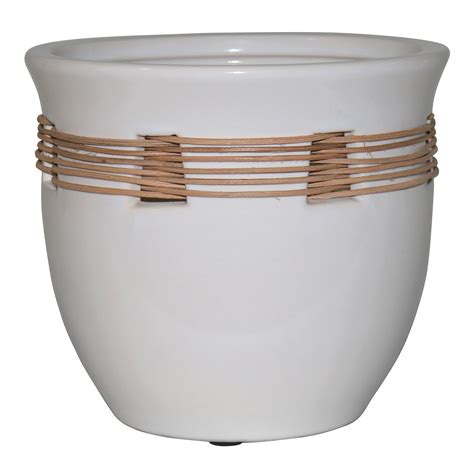 Better Homes And Gardens 8 Inch Round White Ceramic Plant Pot