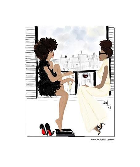 art print poster black girl x balcony nicholle kobi black women art natural hair art