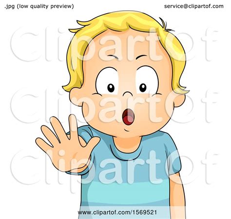 Clipart Of A Toddler Boy Saying Stop And Holding Out A Hand Royalty