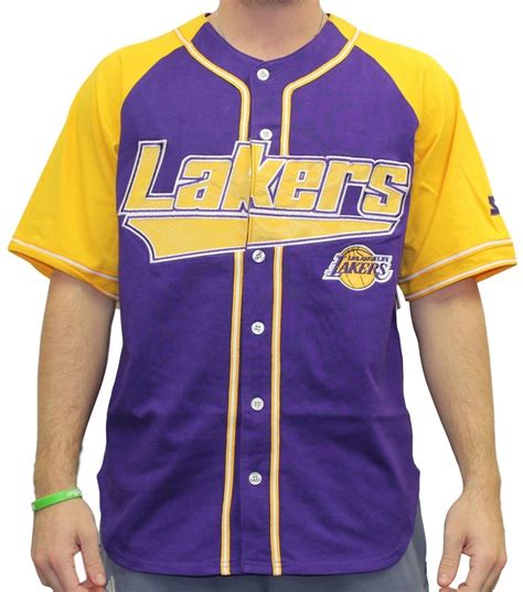 Los Angeles Lakers Starter Nba Mens Double Play Baseball Jersey Ebay