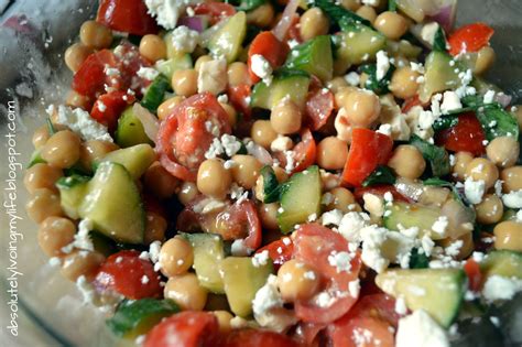 Loving Life Mediterranean Salad With Chickpeas Feta Cucumbers And Tomatoes
