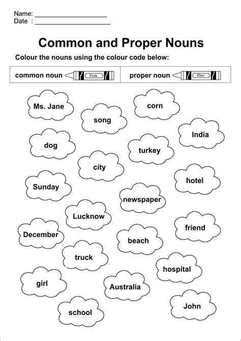 Common Proper Noun Matching Worksheet Common And Proper Nouns