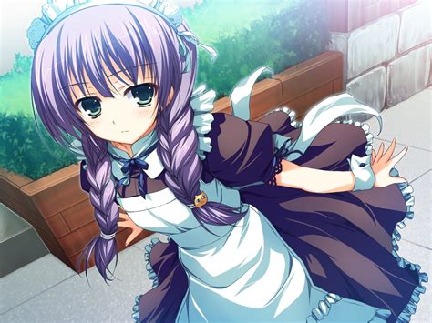 750x1334 Resolution Purple Haired Maid Anime Illustration Hd