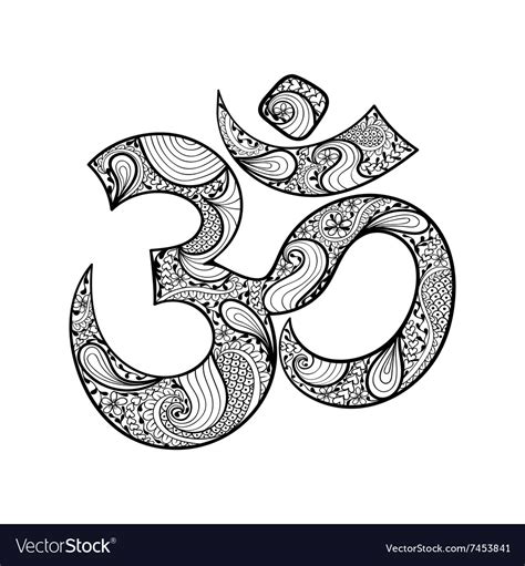 Hand Drawn Ohm Symbol Indian Diwali Spiritual Vector Image