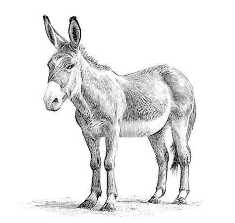 Premium Vector Cute Donkey Sketch Hand Drawn Engraving Style Vector