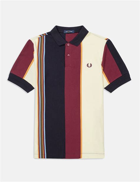 Fred Perry Vertical Stripe Polo Shirt Navy Blue I Urban Excess