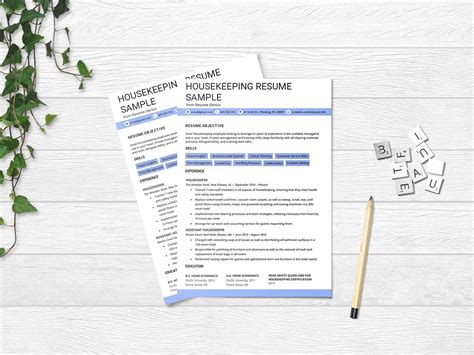 Free Housekeeping Resume Template | Resume template, Resume design template, Resume template free